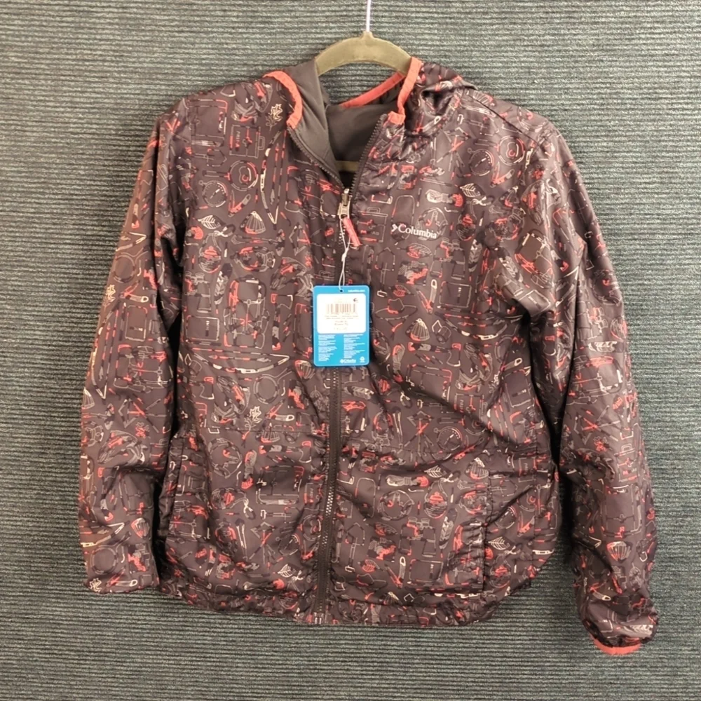 Columbia Pixel Grabber ll Youth XL Reversible Jacket Camping Motif Kitty Rescue!